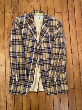 Vintage cotton madras plaid blazer 40/41 chest
